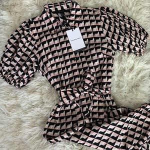 NEW Who What Wear Pink and black pattern dress